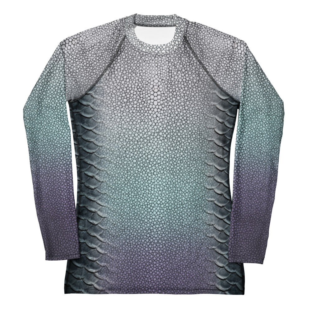 Stingray Print Long Sleeve Rash Guard for Men & Women - UV Protection Swim Shirt for Surfing, Swimming & Beach Activities