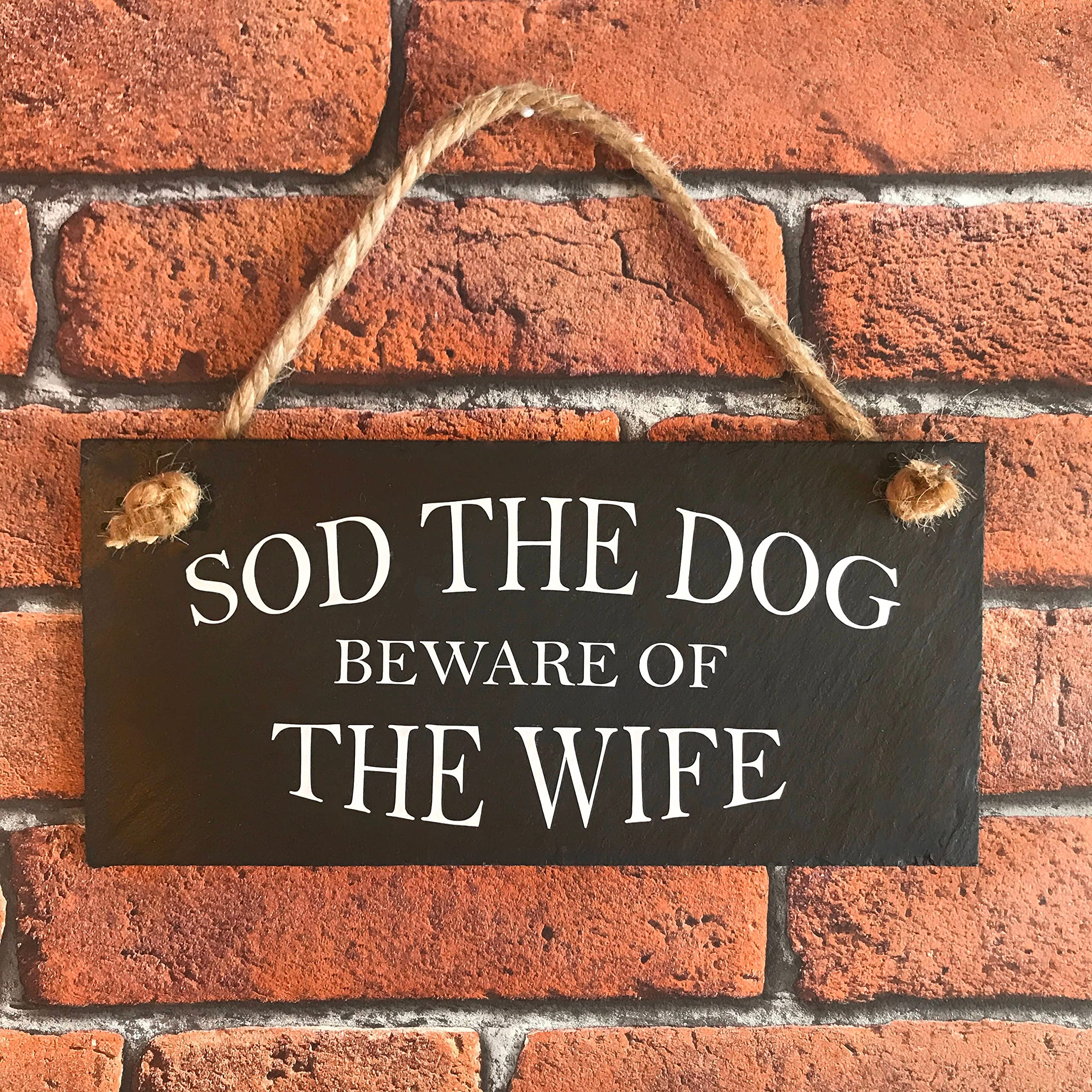 Beware of The Dog Wood Sign - 16x12 Inch Rustic Circle Wall Decor for Dog Owners - Funny Pet Lover Gift - Perfect for Home, Yard, or Kennel Warning Sign