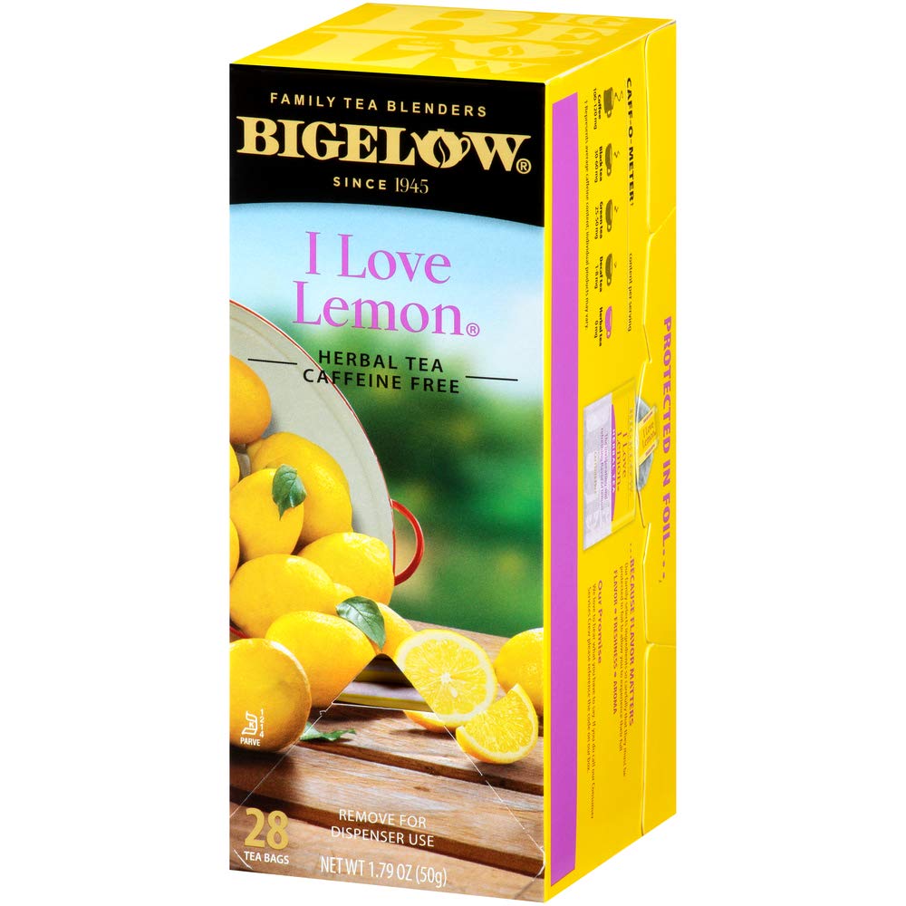 Bigelow I Love Lemon Herbal Tea Bags - 28 Count Box | Caffeine-Free, Refreshing Flavor for Relaxation & Afternoon Tea Time