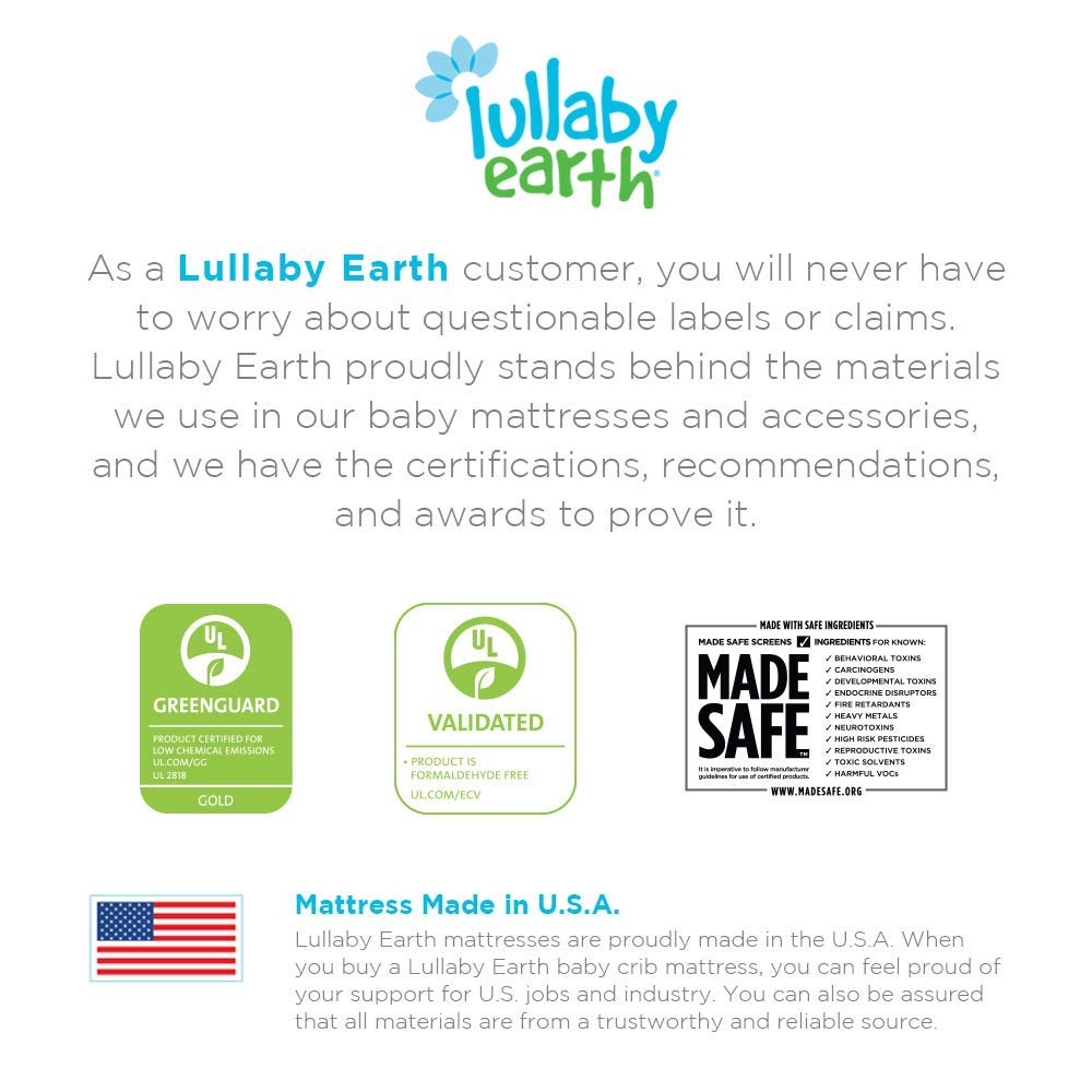 Lullaby Earth Organic Baby Crib Mattress - 2-Stage Lightweight Infant & Toddler Mattress | Waterproof, Hypoallergenic, Non-Toxic | Perfect for Nursery, Daycare & Travel Cribs