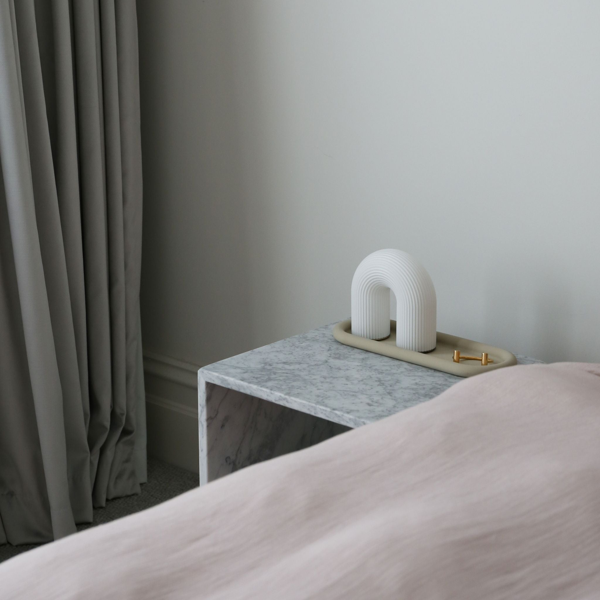 FERM LIVING Vuelta Portable Table Lamp - Modern White LED Night Light for Bedroom, Living Room & Office Decor