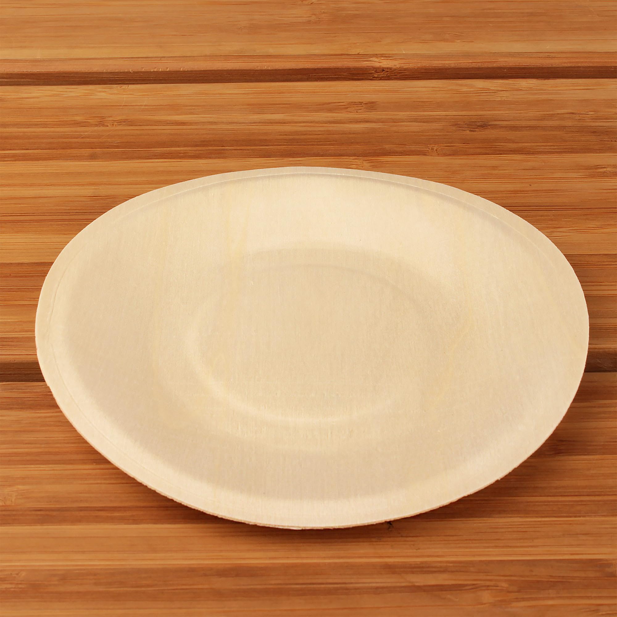 BambooMN 5.5 Inch Disposable Wooden Round Plates - 1000 Pack Eco-Friendly Compostable Dinnerware for Parties, Picnics & Events