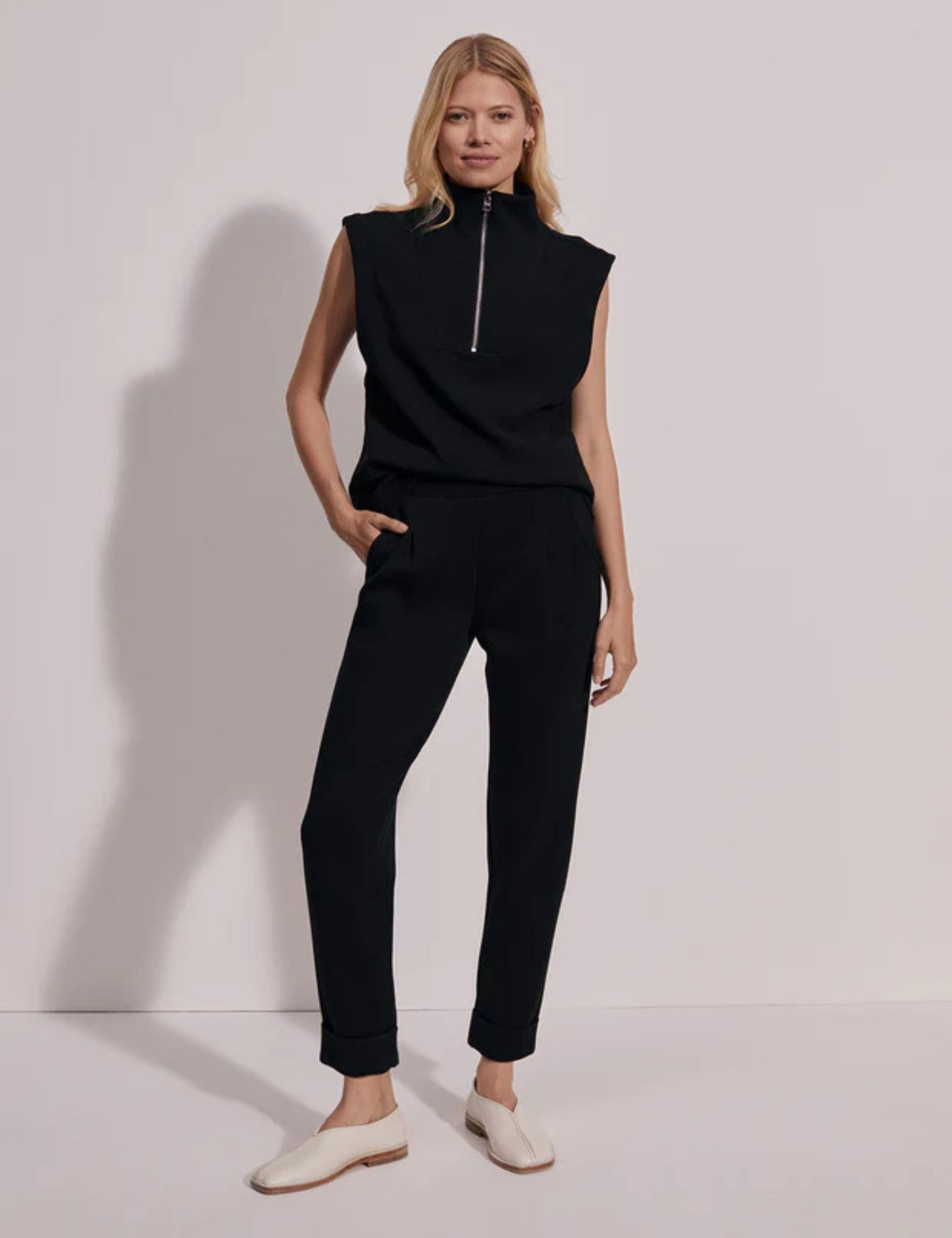 Rolled Cuff Pants for Women - Stretch Comfortable Ankle Pants in Black Size 25 | Perfect for Casual Wear, Office & Travel