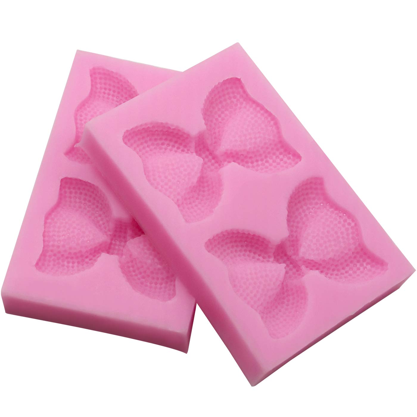 2-Piece Large Bow Silicone Fondant Molds - Handmade Ice Cream Soap Molds, Crystal Cupcake Cake Topper Decor for Desserts, Ice Cube & Candy Pudding - Perfect for Baking, DIY Crafts, and Party Decorations