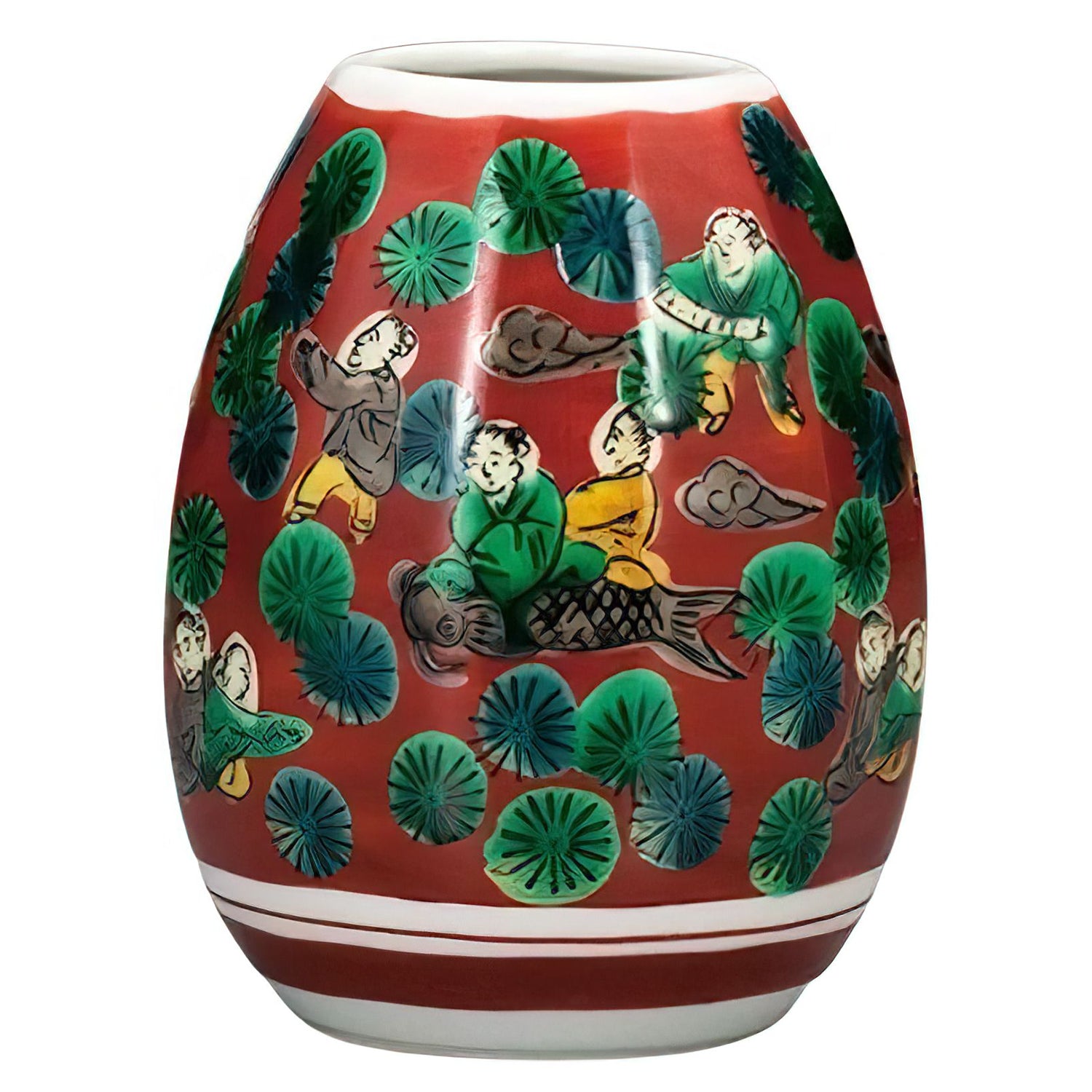 Kutani Ware Porcelain Single Flower Vase - Japanese Mokubei Style Handcrafted Ceramic Vase for Home Decor, Wedding Centerpiece & Gift