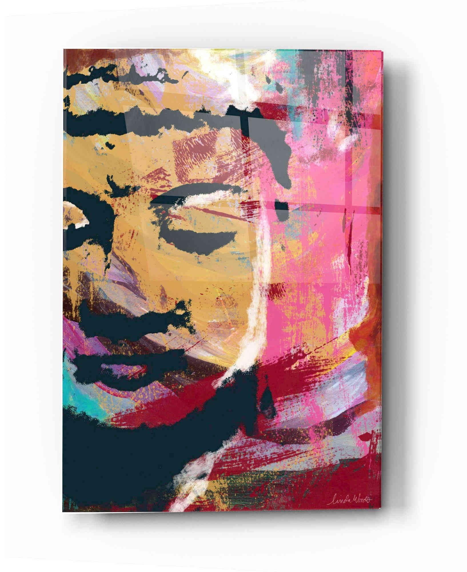 Painted Buddha III by Linda Woods - 16x24 Inch Acrylic Glass Wall Art Decor, Modern Spiritual Painting for Living Room, Bedroom & Meditation Space