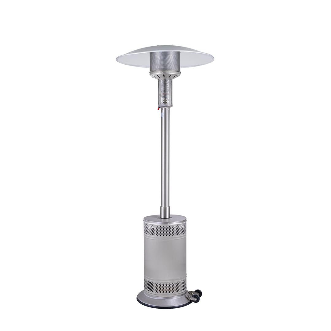 90 Inch Stainless Steel Portable Liquid Propane Patio Heater - Outdoor Heating for Backyard, Deck, Garden & Patio - Perfect for Cold Weather Gatherings