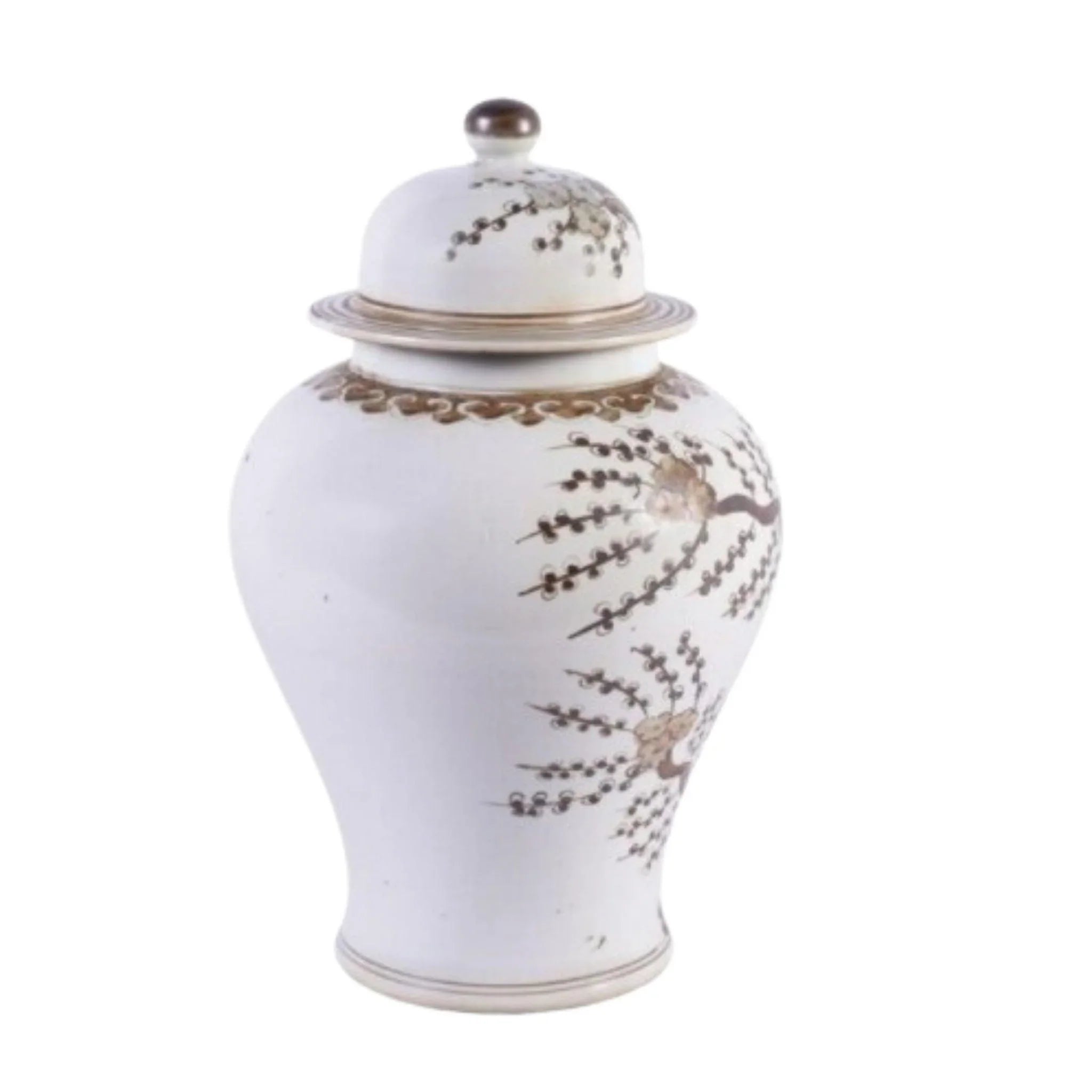 Antique Brown Porcelain Hong Wu Plum Blossom Temple Jar - Chinese Ming Dynasty Style Home Decor for Living Room, Office & Feng Shui Display