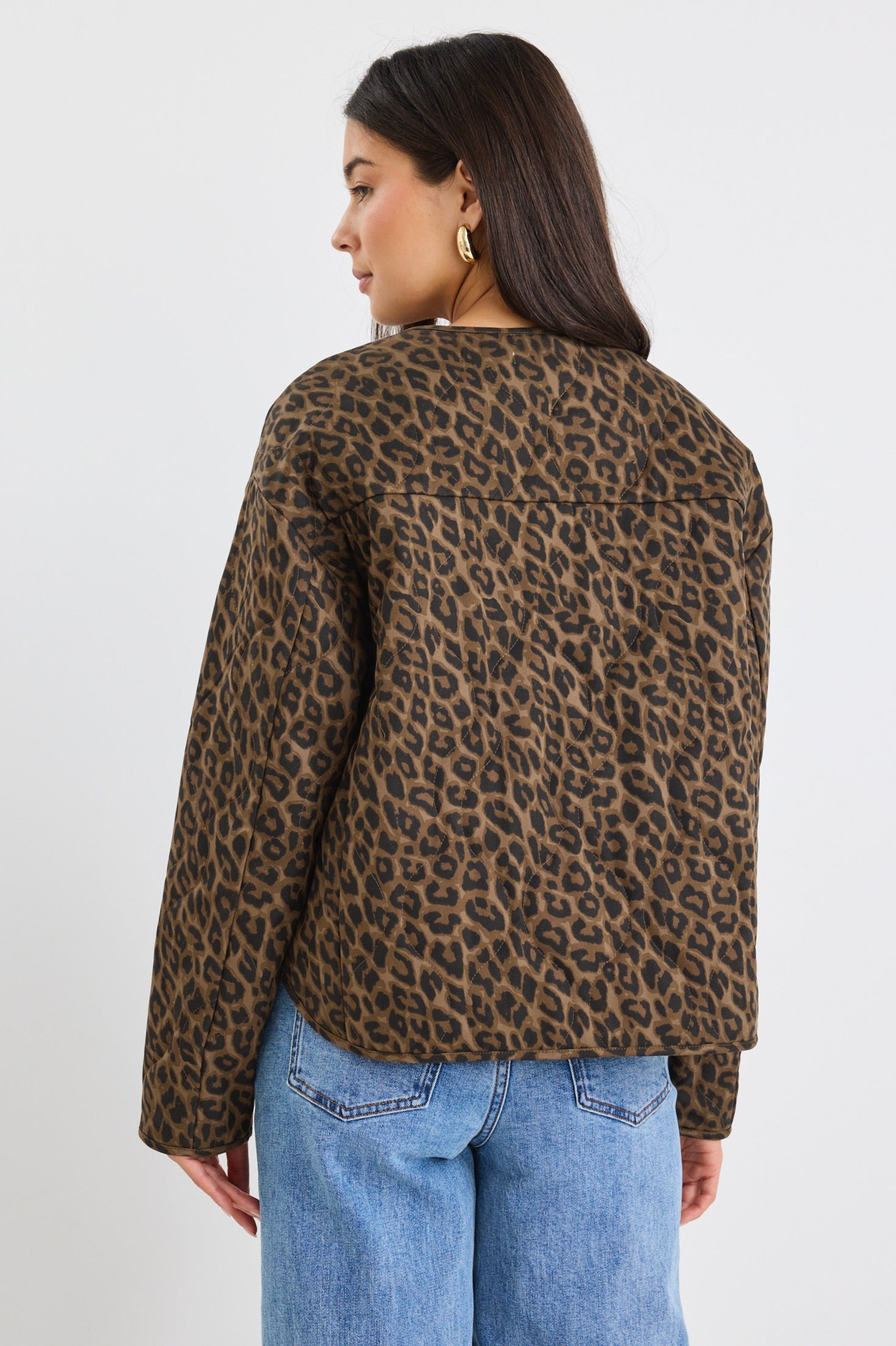 Apex Animal Print Collarless Puffer Jacket for Women - Winter Fashion Outerwear for Casual & Street Style