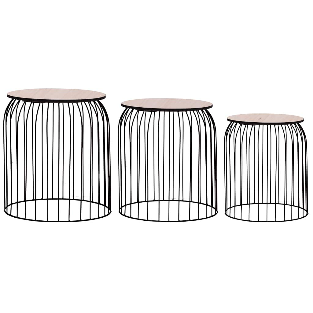 Unfade Memory Round Nesting Coffee Tables with Storage Baskets - Wood Top End Table Nightstand for Living Room & Bedroom (Black) | Perfect for Small Spaces, Home Decor & Extra Storage