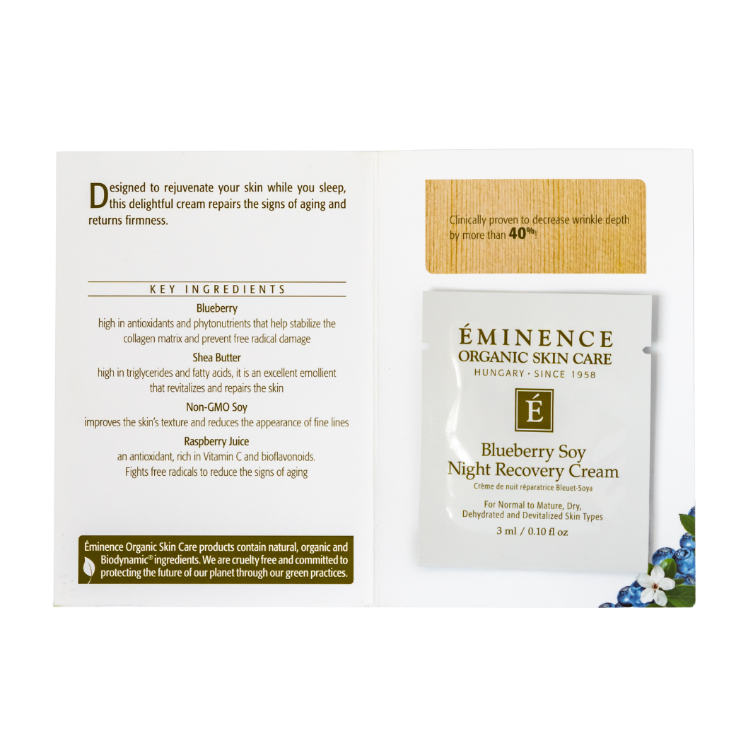 Eminence Organics Blueberry Soy Night Recovery Cream - Organic Anti-Aging Night Moisturizer for Dry & Sensitive Skin - Perfect for Overnight Hydration & Skin Repair