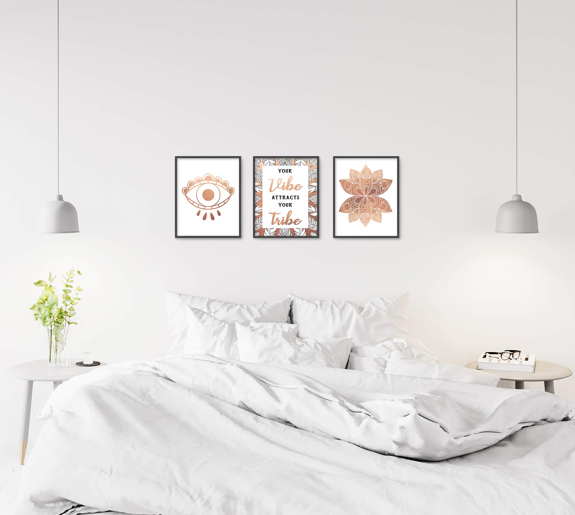 Boho Teen Girl Room Wall Decor - Unframed 8x10 Inspirational Art Prints with Motivational Quotes for Yoga, Meditation, Office, Bedroom, Dorm & Desk - Perfect for Tween & Women's Spaces (Good Vibe Tribe Collection)