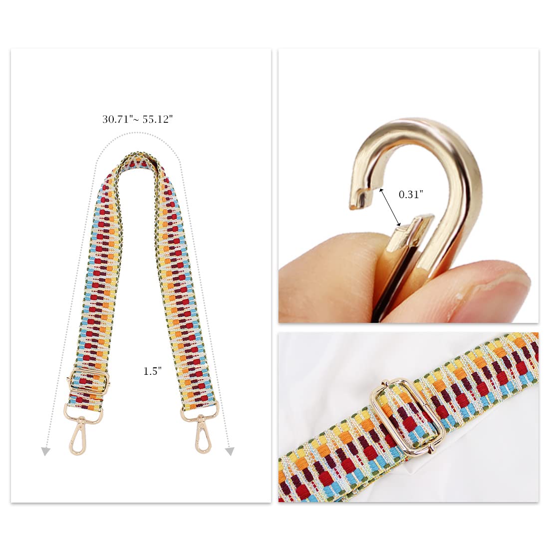TANOSII Adjustable Wide Purse Strap - Replacement Shoulder & Crossbody Bag Strap for Handbags, Totes & Purses - Perfect for Everyday Use, Travel & Shopping
