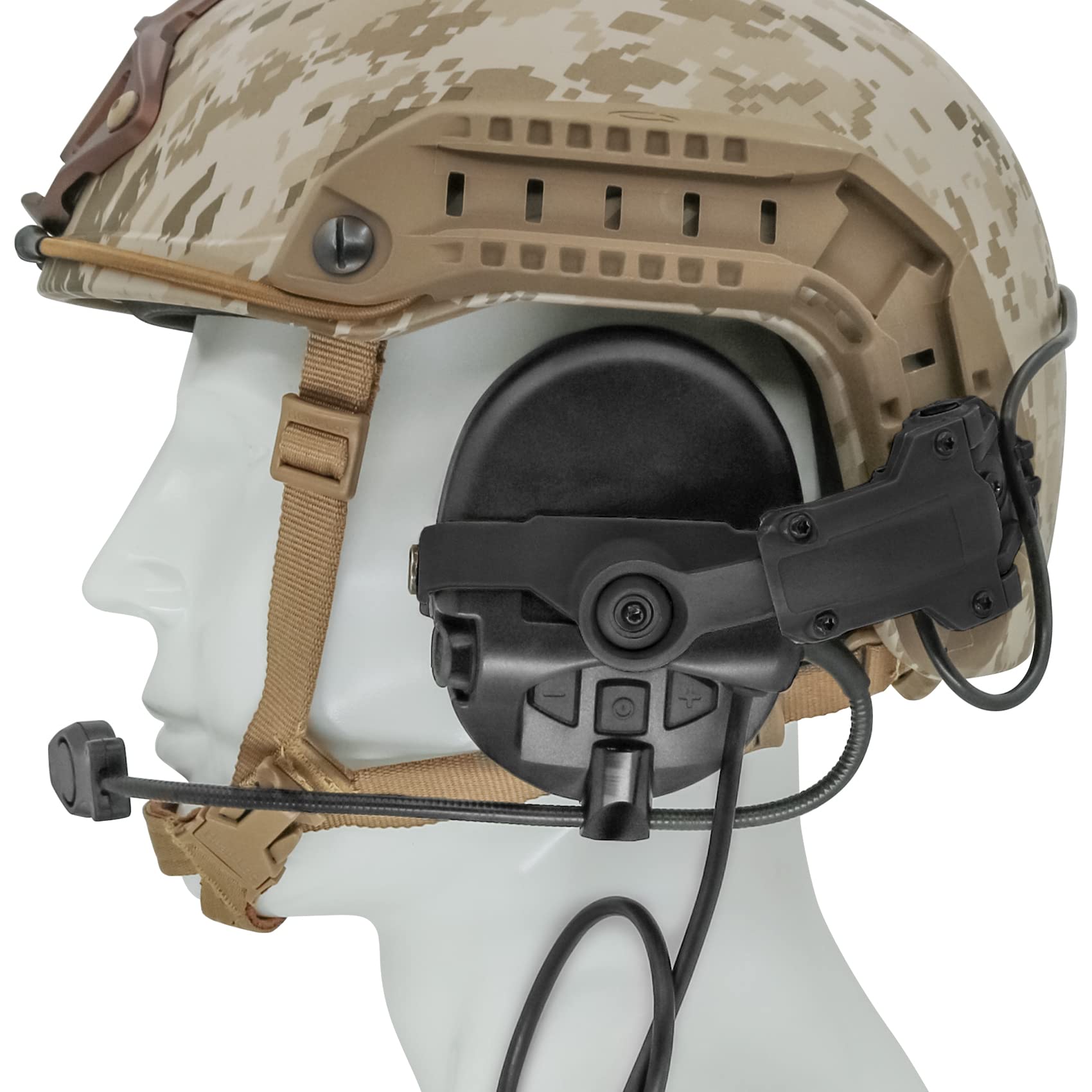 Tactical Headset with ARC Rail Adapter - Military Ear Protection Headphones for Airsoft, Shooting & Communication - Includes K 2 Pin Push to Talk (Black) - Perfect for Combat Training, Hunting & Outdoor Adventures
