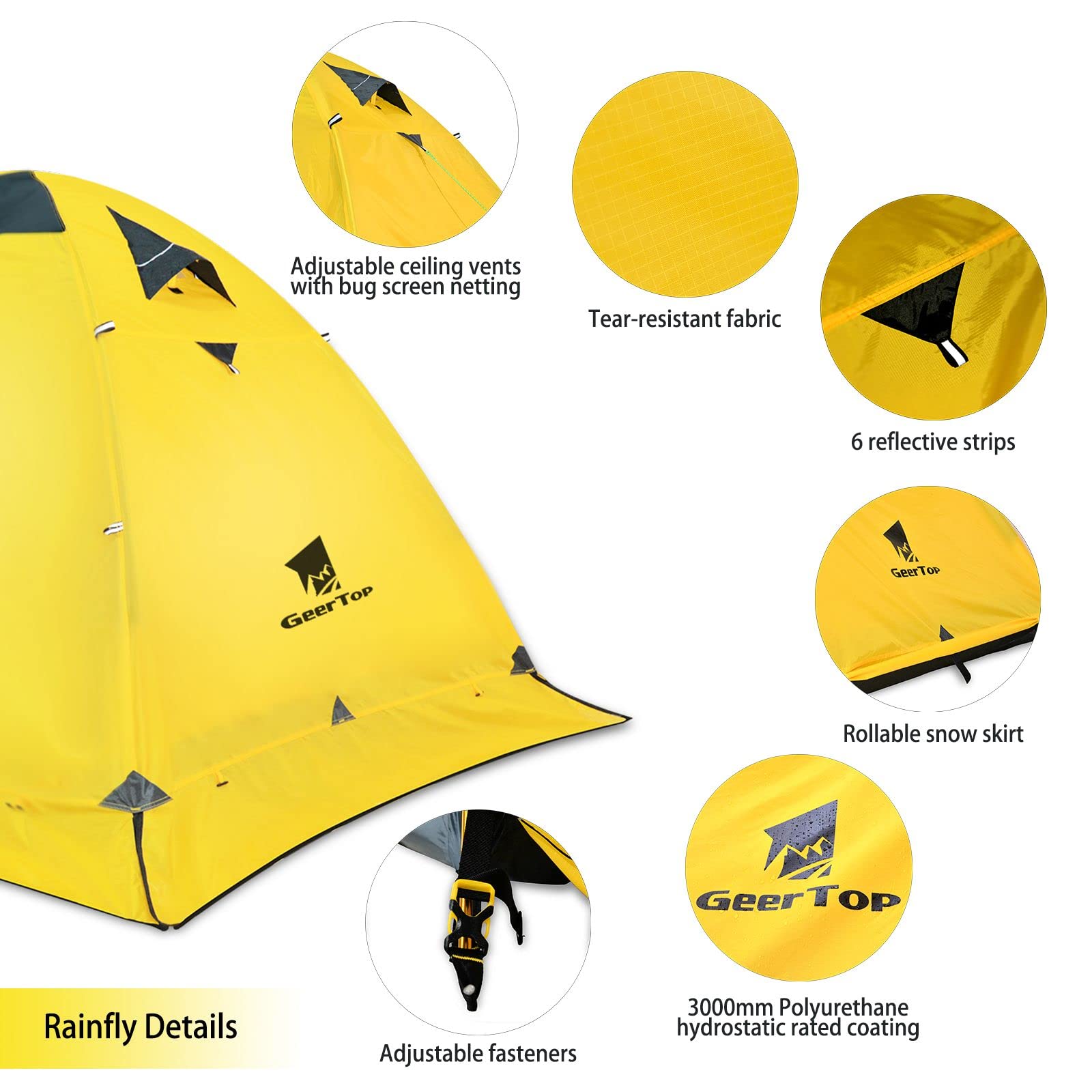 GEERTOP Ultralight 2 Person Backpacking Tent - 4 Season Waterproof Camping Tent with Double Layer for Cold Weather - Easy Setup for Family Camping, Hiking, Hunting & Outdoor Adventures - Perfect for Mountain Climbing and Travel Expeditions