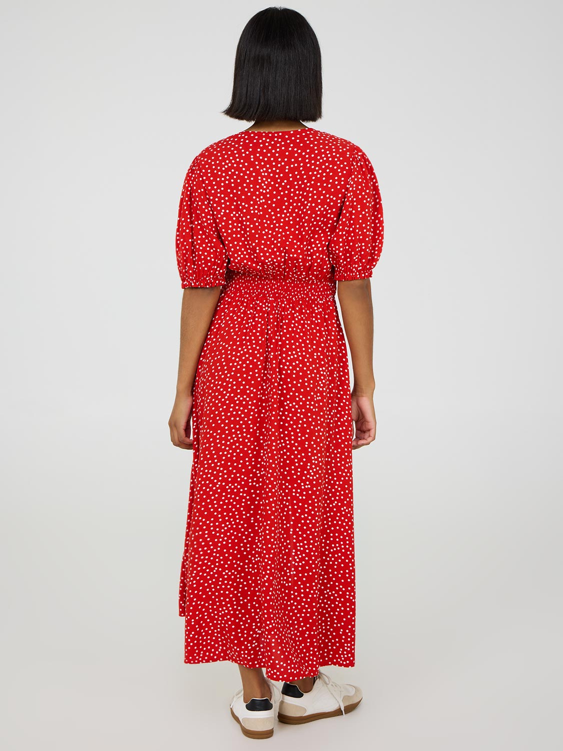 Dot Print Puff Sleeve Midi Dress for Women - Floral Boho Summer Dress for Beach, Party & Casual Wear