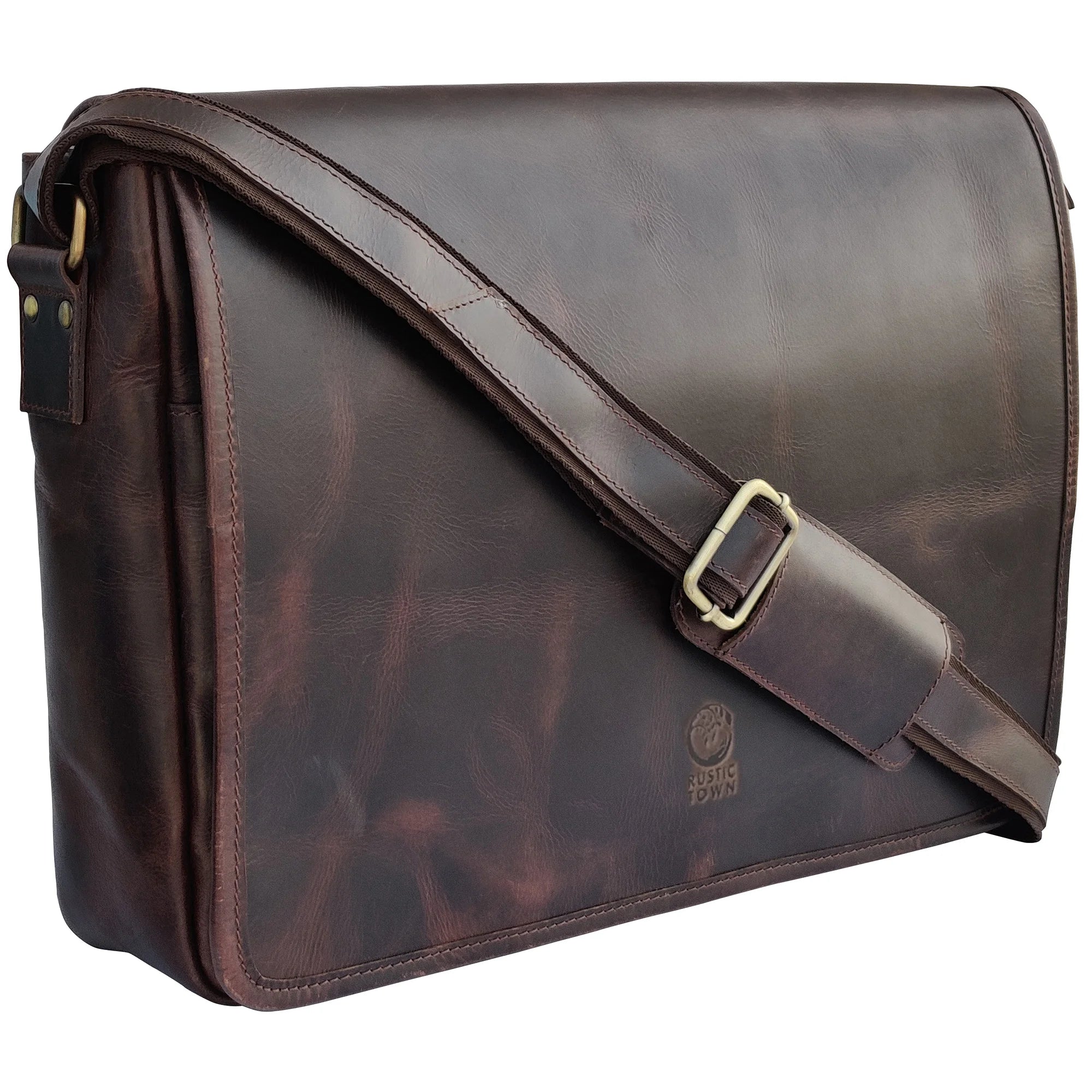 Premium Buffalo Leather Crossbody Laptop Messenger Bag for 16 Inch Laptops - Durable Work & Travel Bag for Professionals & Students