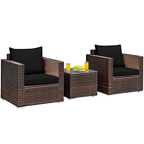 Mix Brown Rattan With Black Cushion