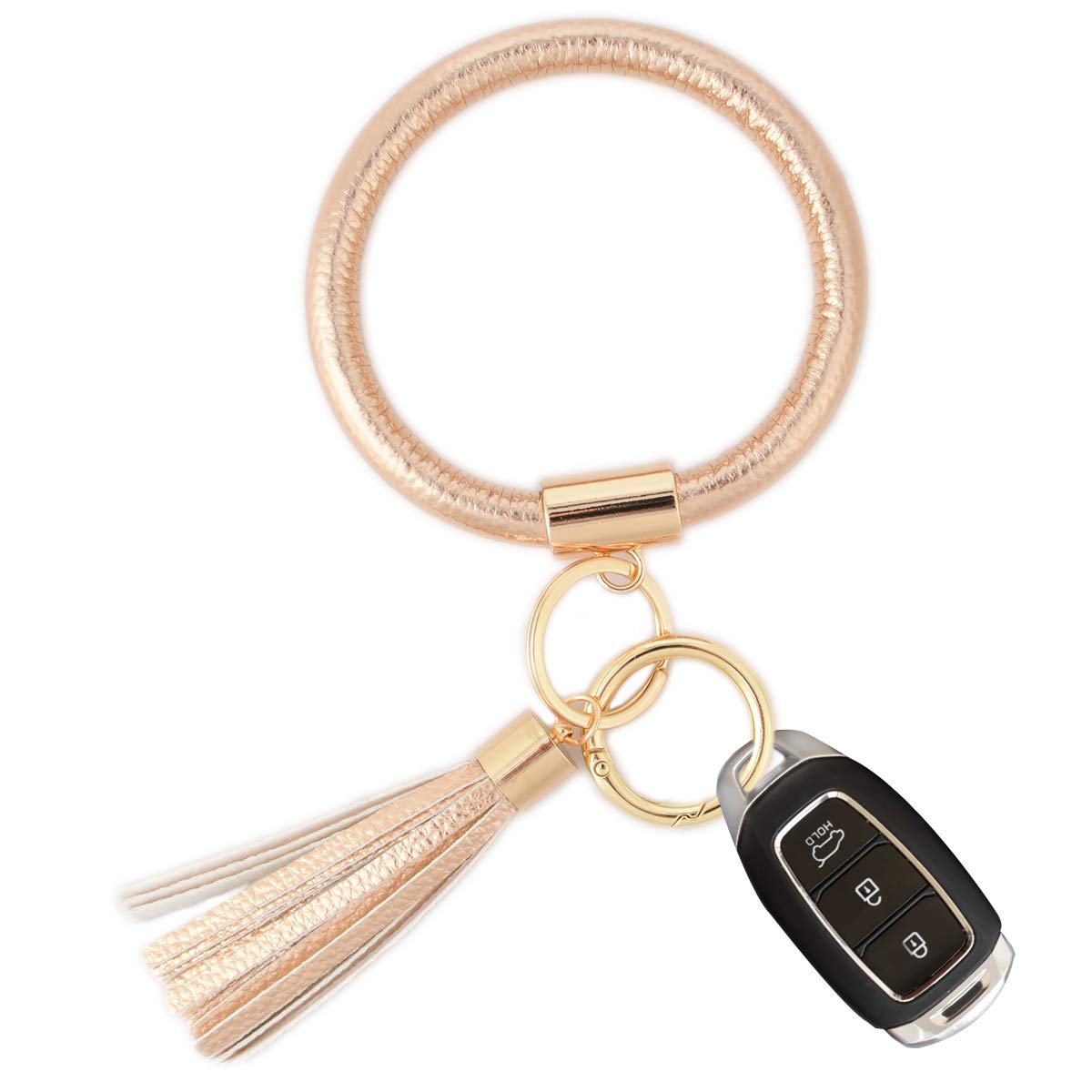 Kangan Key Ring Bracelets for Women - Large Circle Leather Tassel Wristlet Keychain Bangle with Key Holder | Perfect Gift for Her, Boho Jewelry for Everyday Wear & Travel Accessories