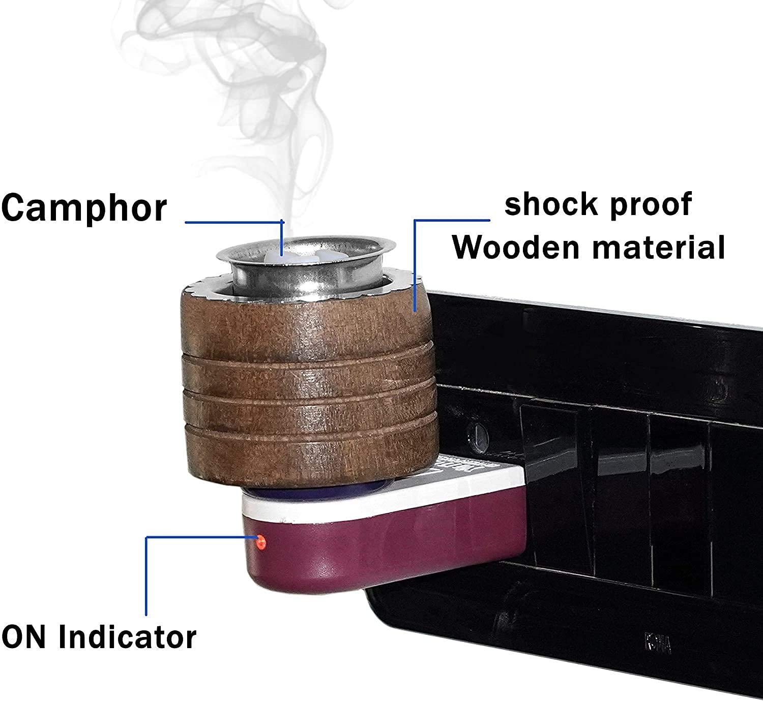 Electric Camphor Burner & Aroma Diffuser - AL-FALAH Smart Kapoor Dani Incense Holder with Switch, Bakhoor & Dhupdani - Black Metal Night Lamp for Home Meditation, Yoga, and Relaxation