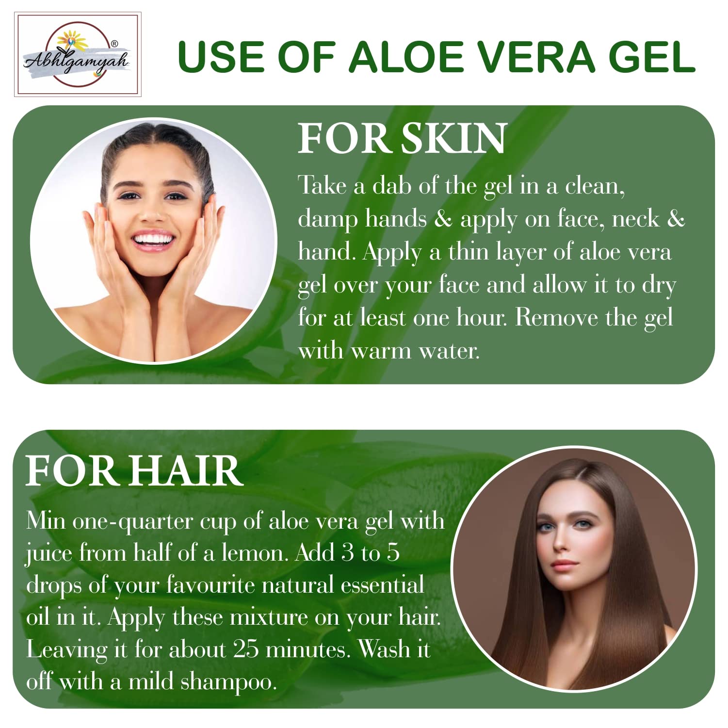 **ABHIGAMYAH Aloe Vera Gel for Face & Body - 100% Pure, Non-Sticky, No Parabens & Sulfates (100g) - Hydrating & Soothing for Sunburn, Dry Skin & After Shave Care**