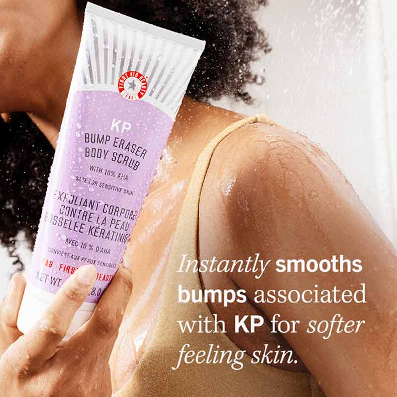 First Aid Beauty KP Bump Eraser Body Scrub with 10% AHA - Exfoliating Treatment for Keratosis Pilaris & Smooth Skin | Perfect for Dry, Bumpy Skin Care Routine