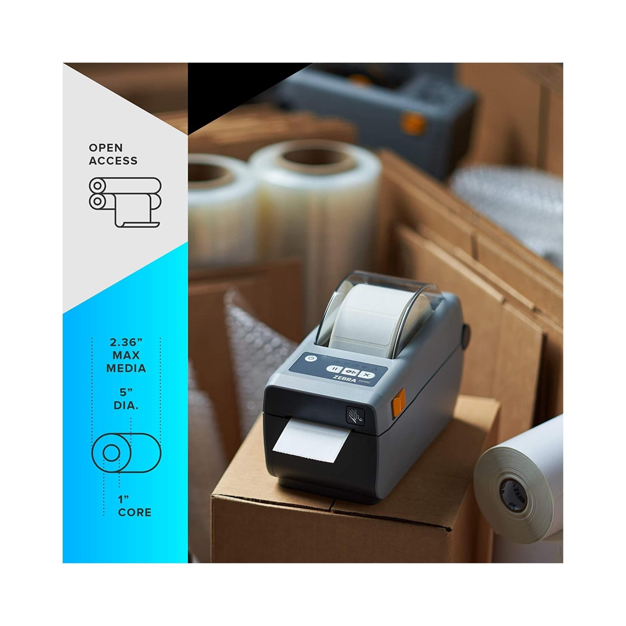 Zebra ZD410 Compact Direct Thermal Label Printer for Shipping, Barcode & Receipt Printing | Small Business & Warehouse Use