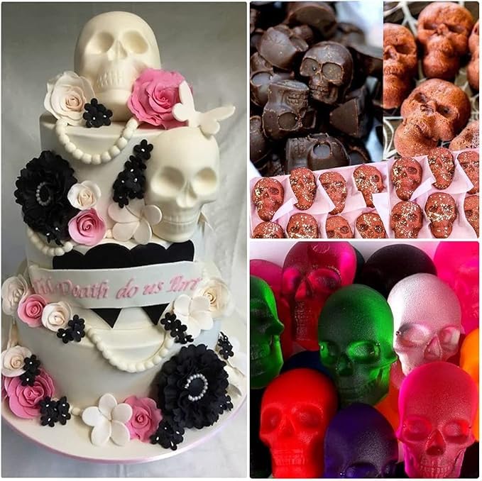 HUSAINI MART | 40 Cavity Skull Silicone Mold - Non-Stick Candy Chocolate Jelly Ice Cube Dog Treat Maker - Perfect for Halloween Party Favors, DIY Desserts & Baking Decorations