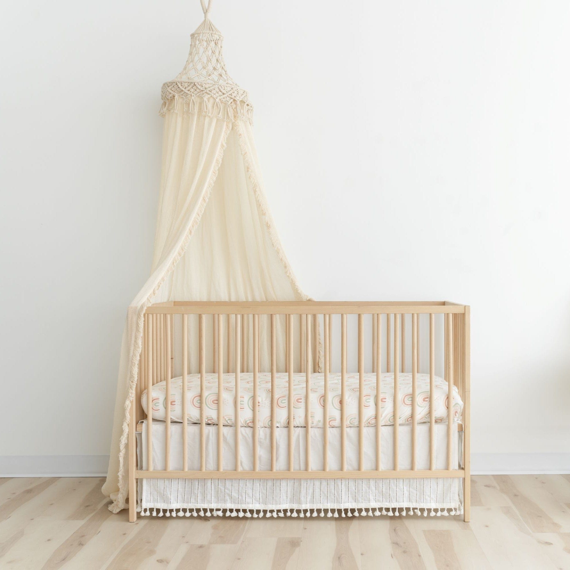 Handmade Macrame Canopy for Baby Crib - Boho Nursery Decor, Natural Cotton Hanging Crib Tent for Newborns & Toddlers - Perfect for Nursery, Bedroom, or Photo Shoot Backdrop