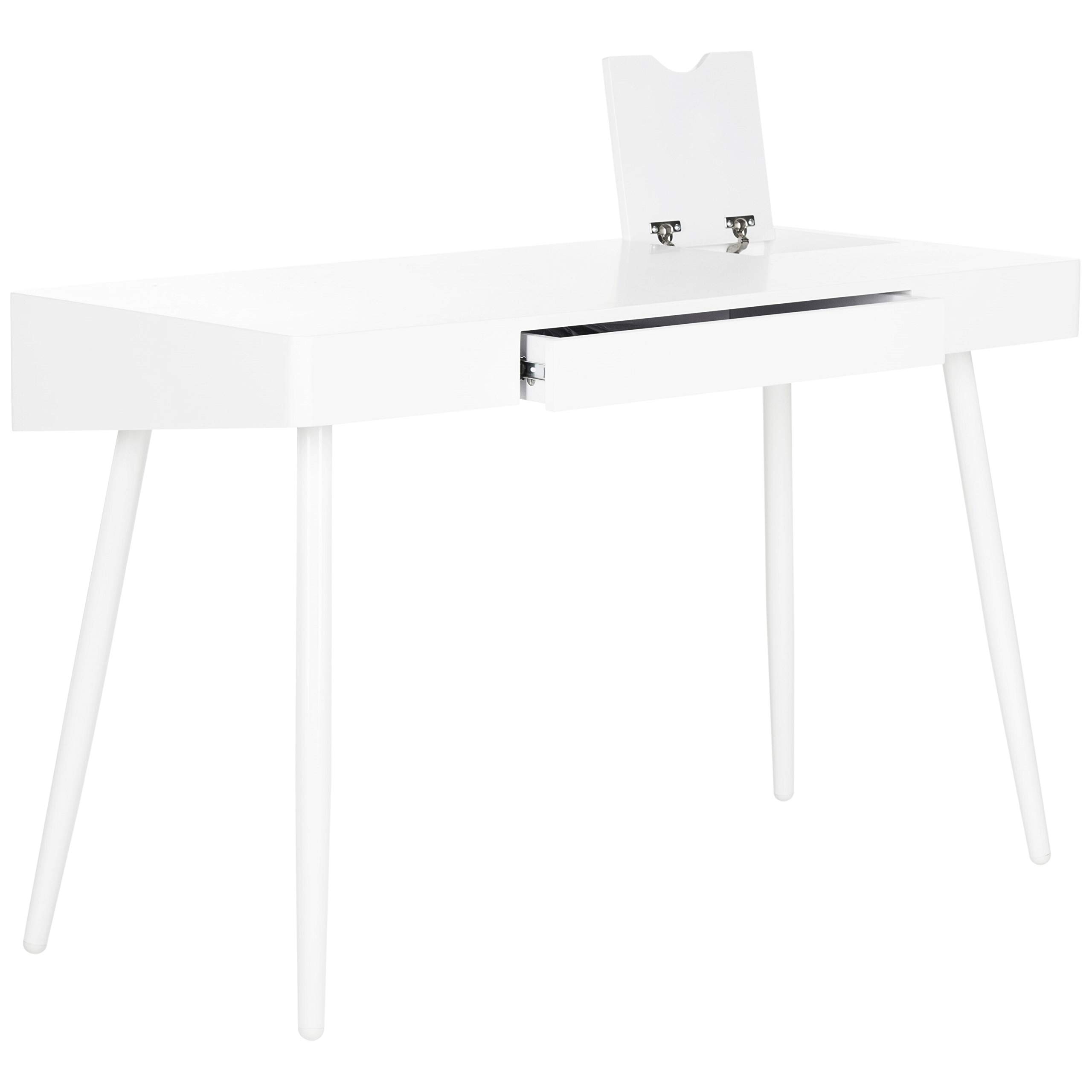 Safavieh Fadri Mid-Century Scandinavian White One-Drawer Writing Desk - Compact Home Office Desk for Small Spaces, Dorm Rooms & Modern Workspaces