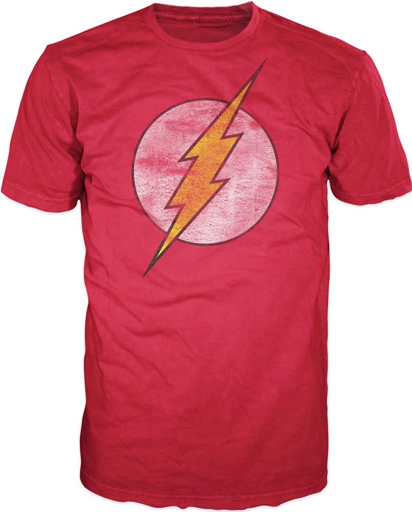 The Flash Classic Distressed Logo Red Graphic Tee - Superhero Cotton T-Shirt for Men - Perfect for Comic Con, Cosplay & Casual Wear