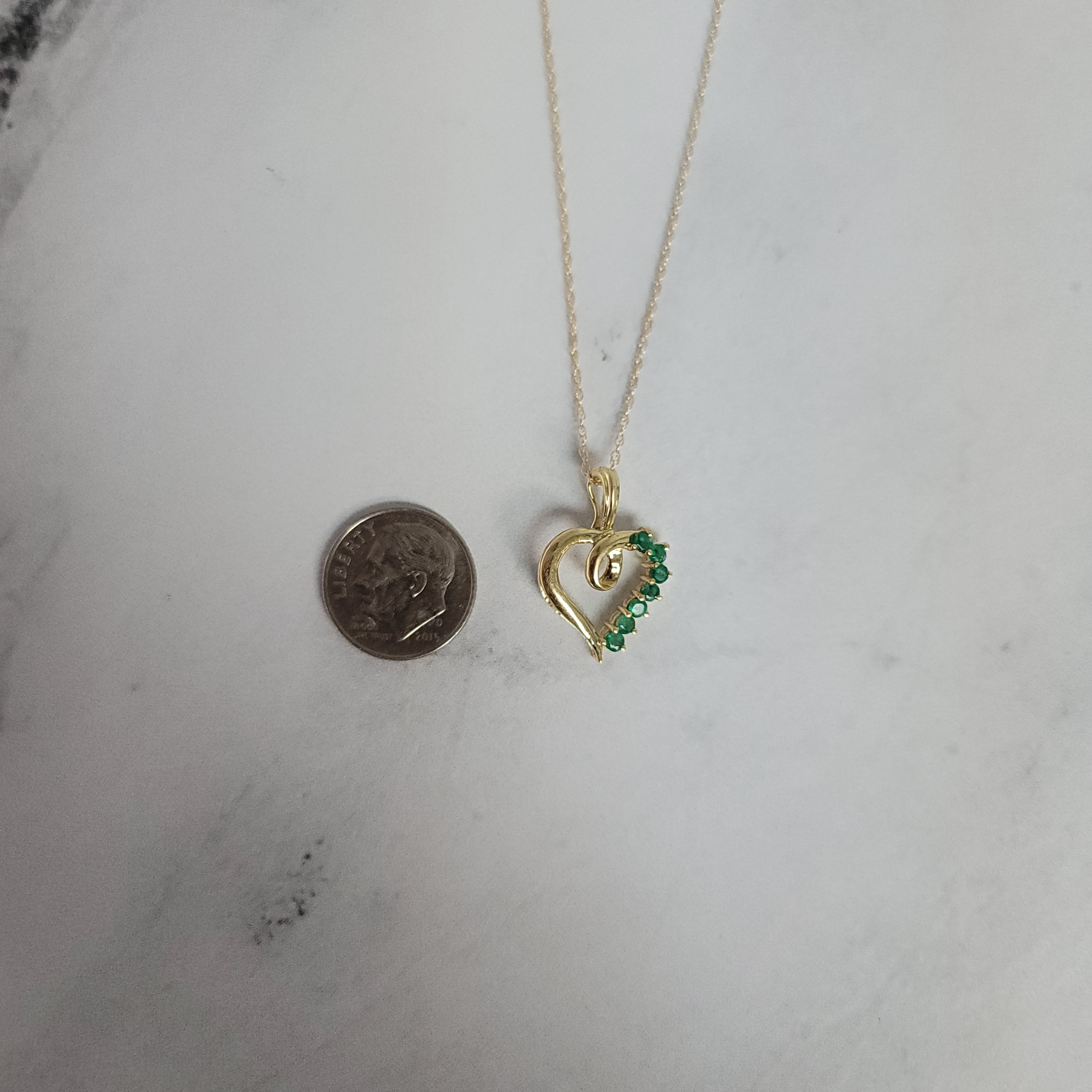 14K Yellow Gold Heart Shaped Emerald Necklace - 0.25 Carat Total Weight | Elegant Jewelry Gift for Women, Anniversary, Valentine's Day & Special Occasions