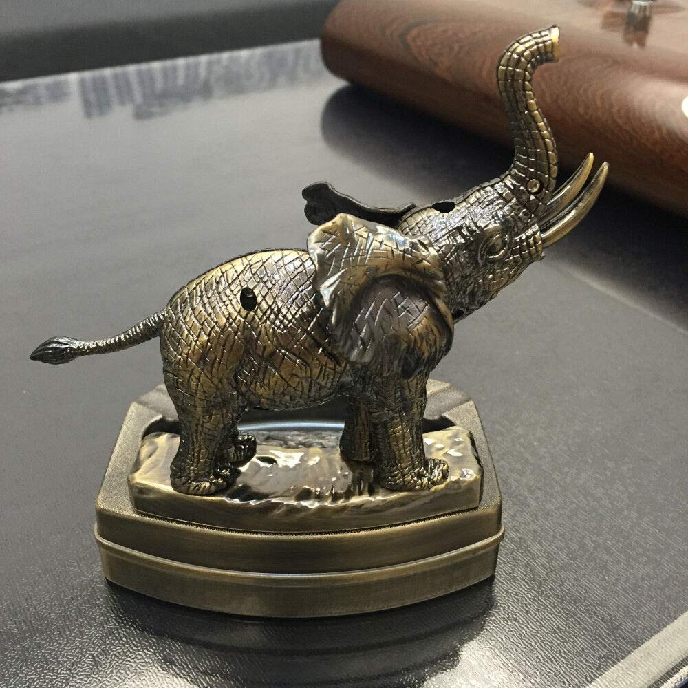 Refillable Butane Table Lighter with Elephant Design - Cigar & Cigarette Lighter with Built-in Ashtray - Perfect for Smoking Accessories, Home Decor, and Gift Ideas