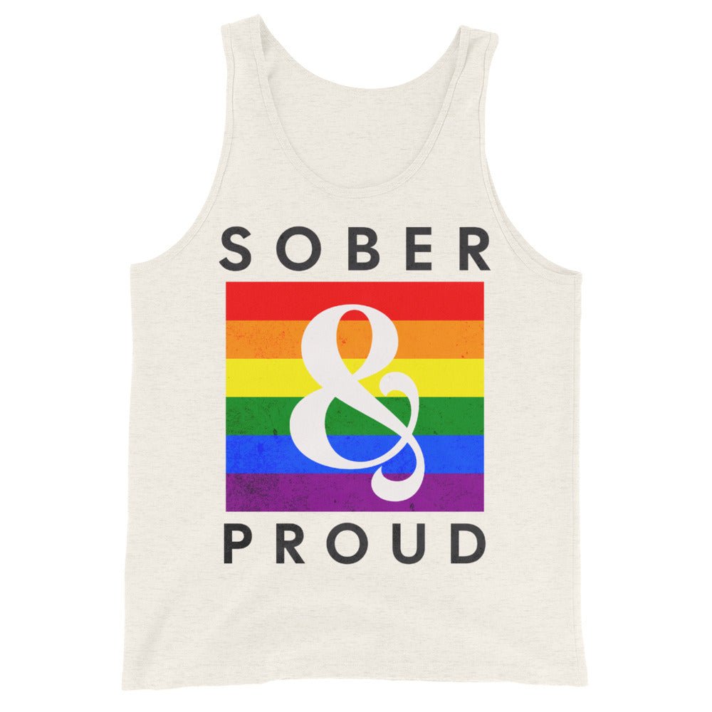 Sober & Proud Rainbow Men's Tank Top - Comfortable Breathable Workout Shirt for Gym, Running & Pride Events