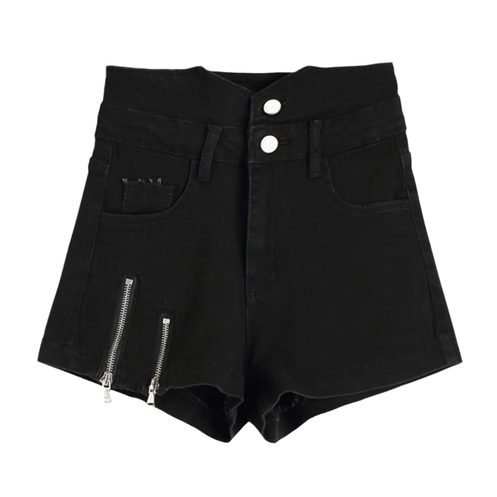HAIRGAI Women's High Waisted Denim Shorts - Summer Stretch Wide Leg Jean Shorts with Zipper for Casual Outfits & Beach Wear
