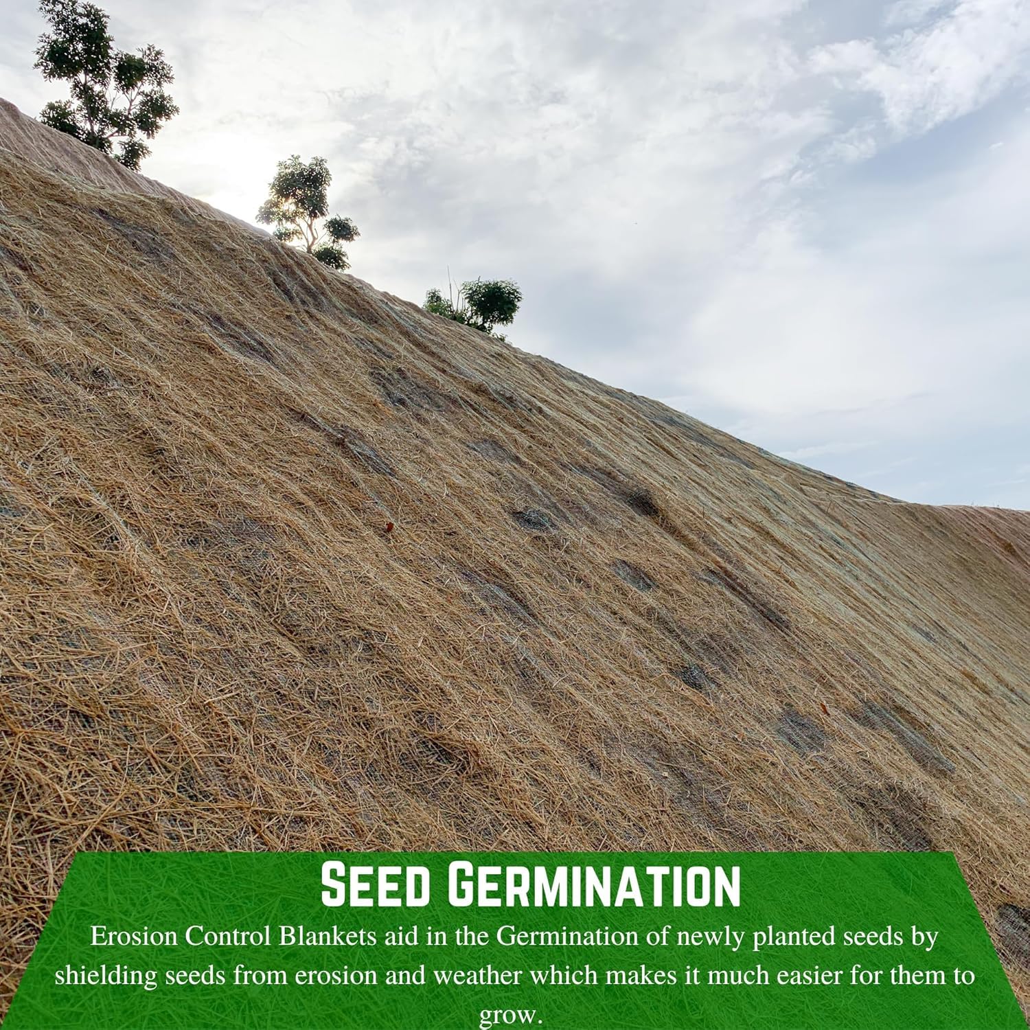 100% Biodegradable Erosion Control Blanket - Eco-Friendly Straw & Coconut Fiber Mat for Slope Stabilization, Garden Landscaping & Soil Erosion Prevention (7' x 112.5') - Perfect for Hillsides, Construction Sites & Lawn Restoration Projects