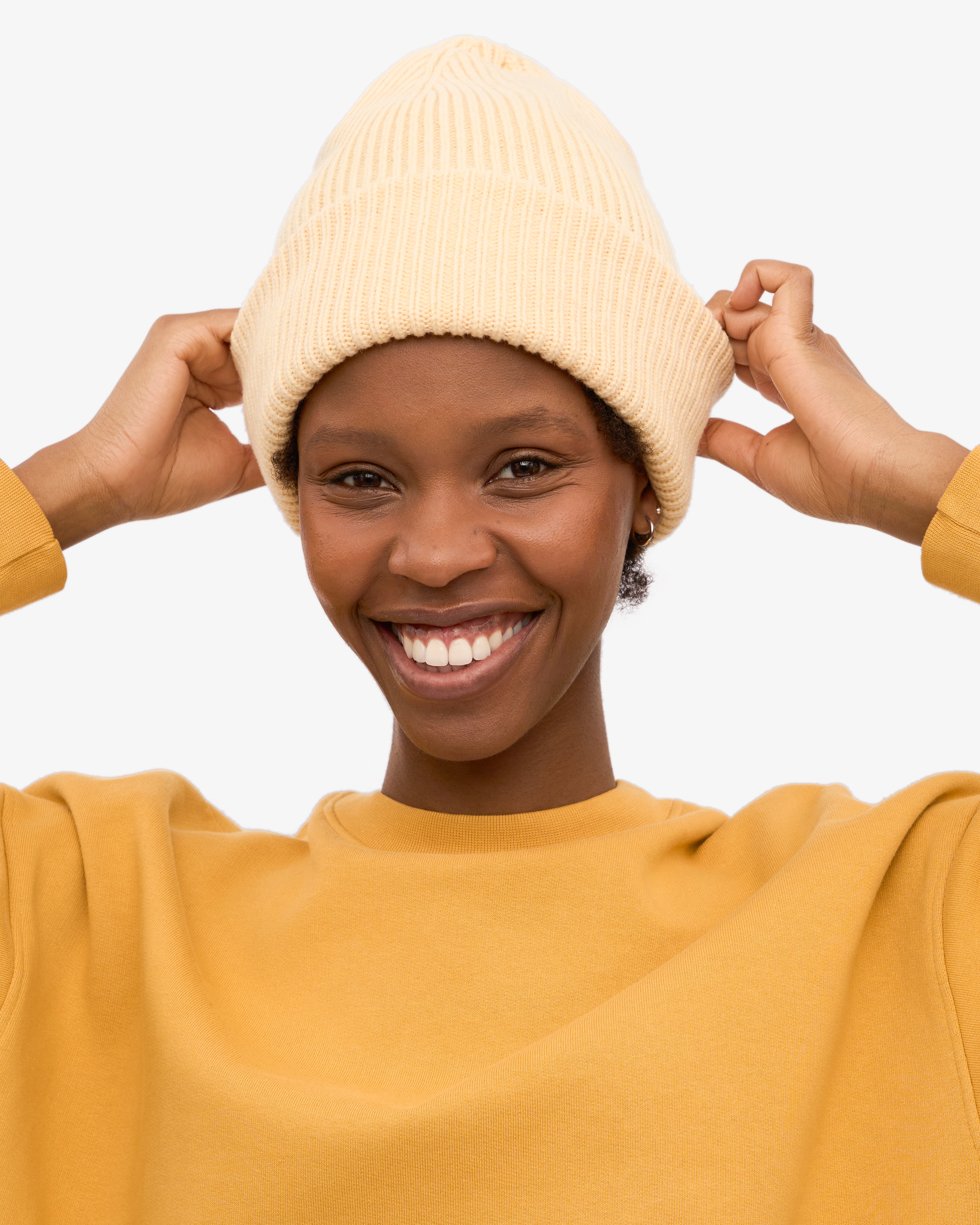 Premium Merino Wool Beanie - Soft Yellow Winter Hat for Men & Women - Cozy & Warm for Outdoor Activities, Skiing, Hiking, and Snowboarding
