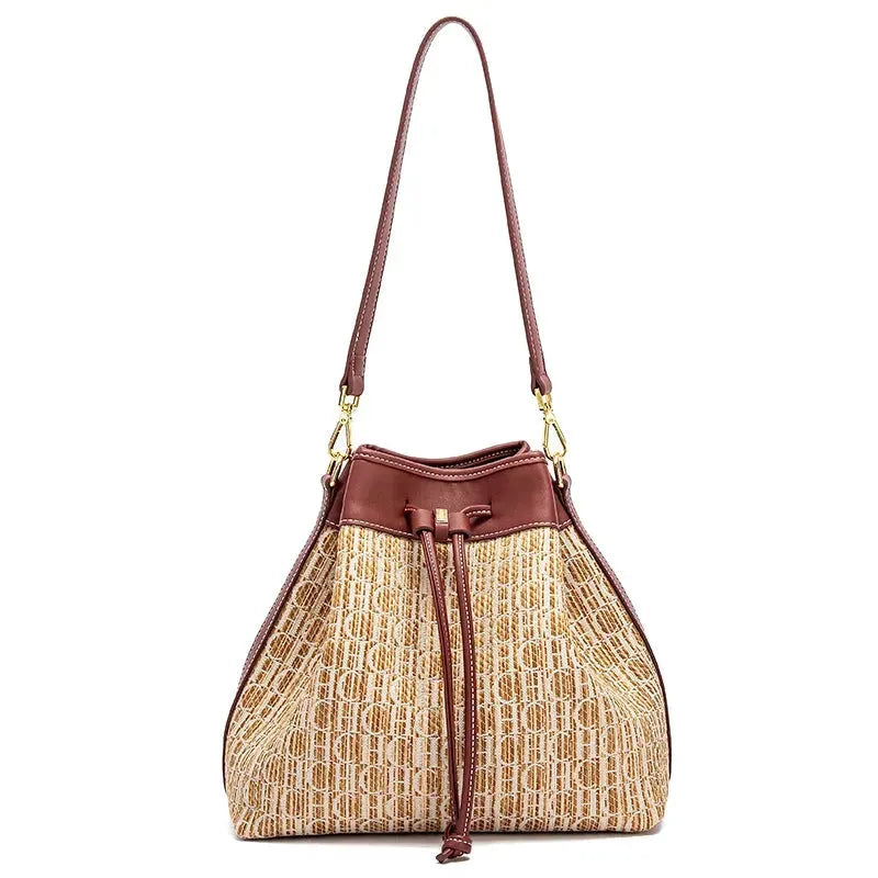 Stylish Letters Drawstring Bucket Shoulder Bag - Fashionable Crossbody Purse for Women, Perfect for Shopping, Travel & Daily Use