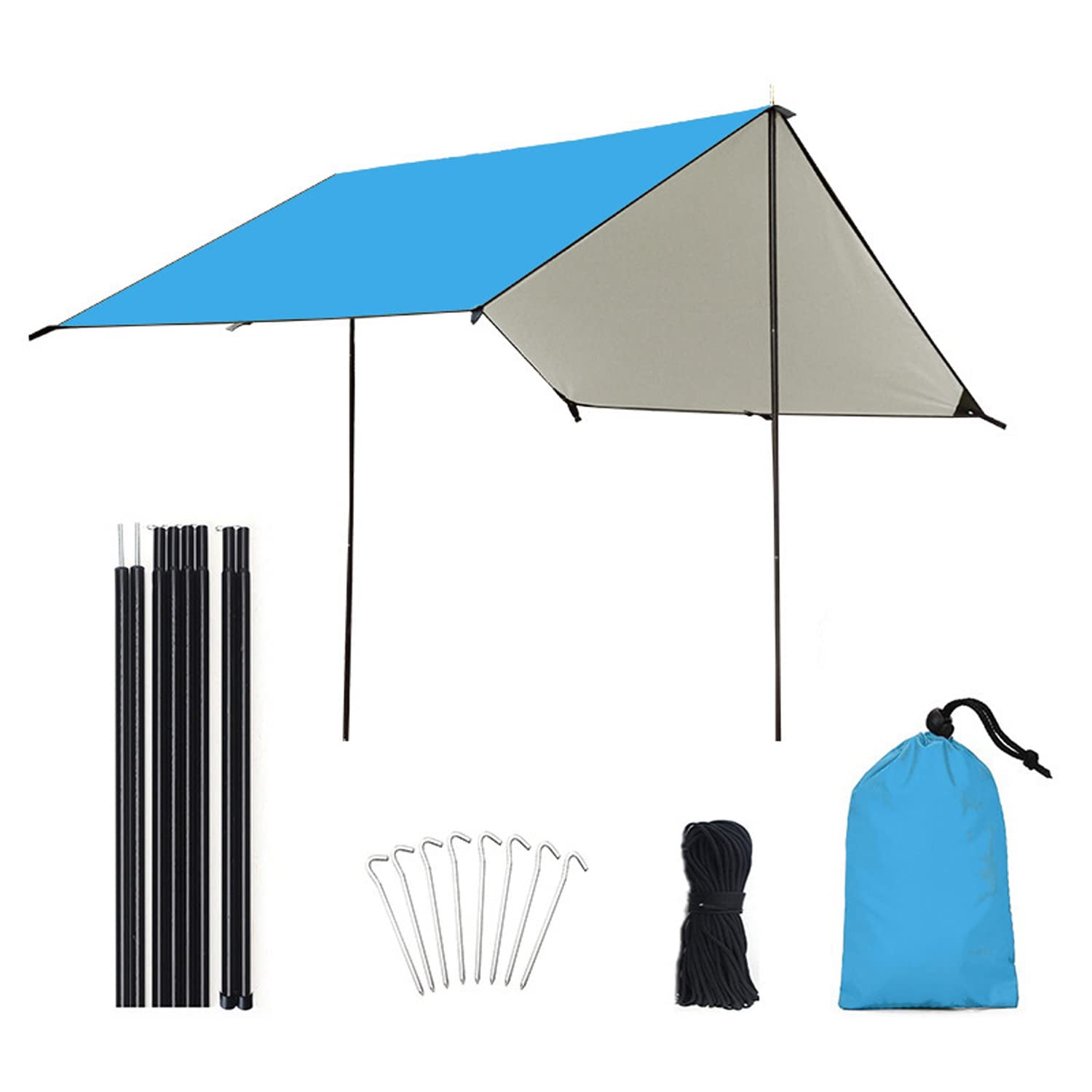 Premium Lightweight Waterproof Ripstop Nylon Tent Tarp - UV Protection Camping Shelter for Outdoor Travel & Backpacking (Sky Blue, X-Large) | Perfect for Camping, Hiking, Beach Trips & Emergency Shelter