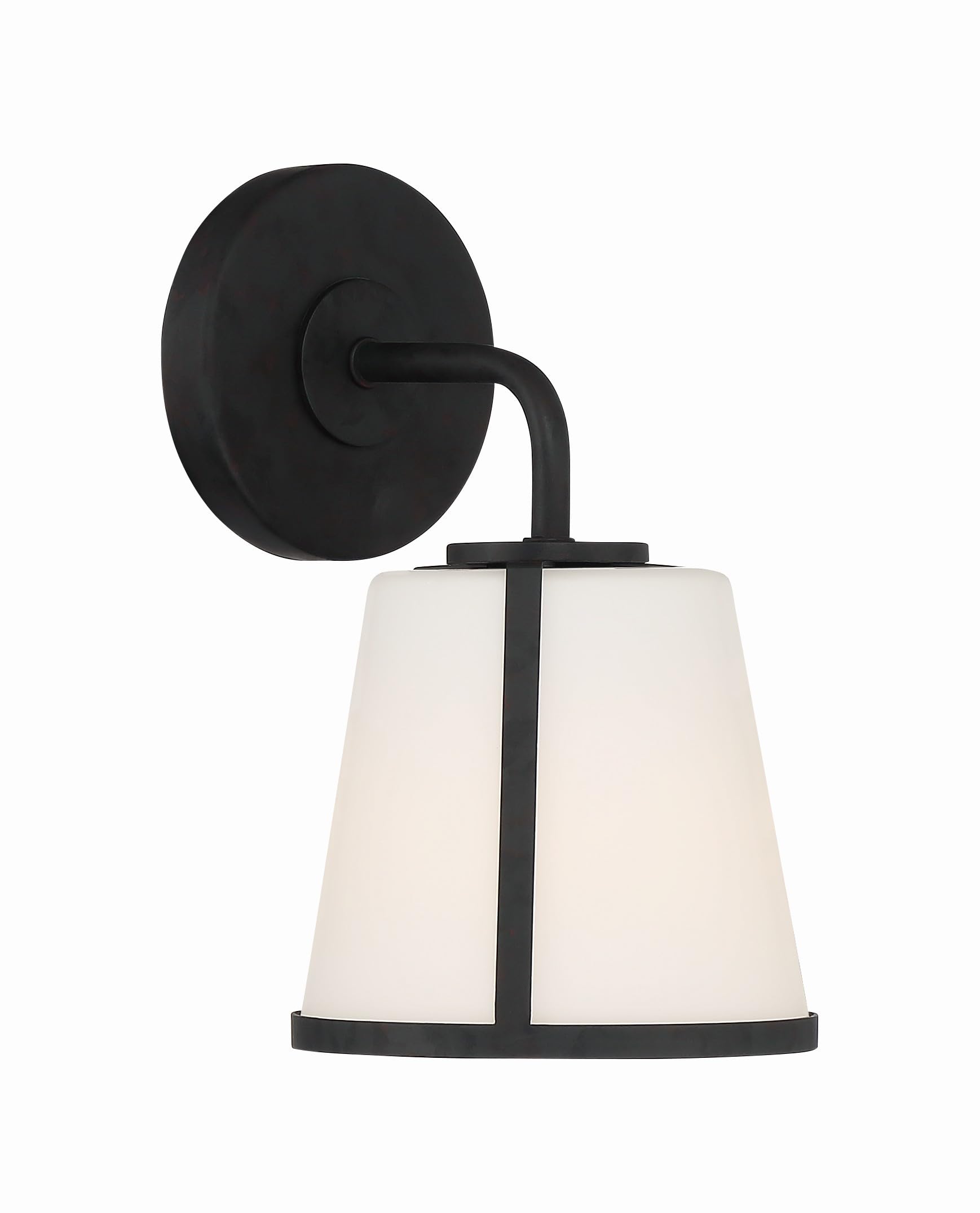 Crystorama Fulton 1-Light Black Bathroom Vanity Light Fixture - Modern Sconce for Bathroom Mirror Lighting, Powder Room & Dressing Area