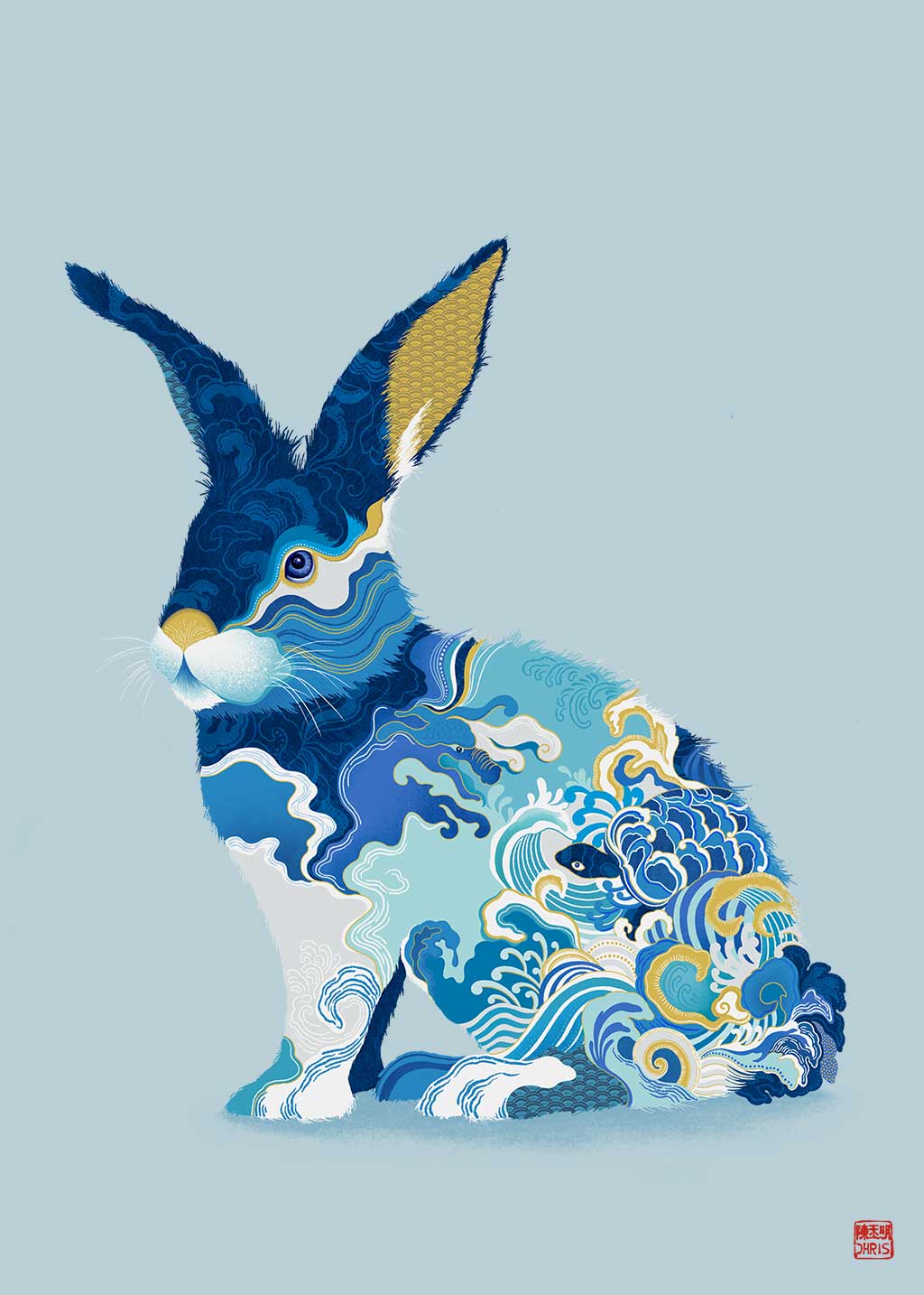2023 Lucky Water Rabbit Figurine - Chinese Zodiac Collectible for Home Decor, Office Feng Shui & New Year Gifts