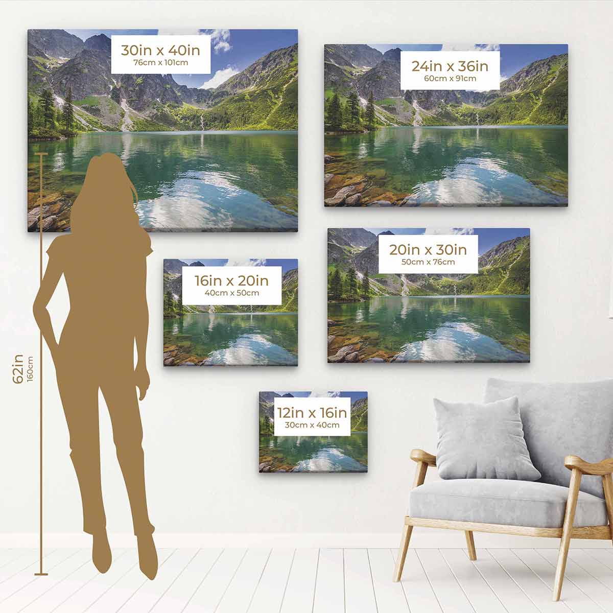 Green Mountain Wall Art Canvas Print 6419 - Stunning Landscape Decor for Living Room, Bedroom & Office