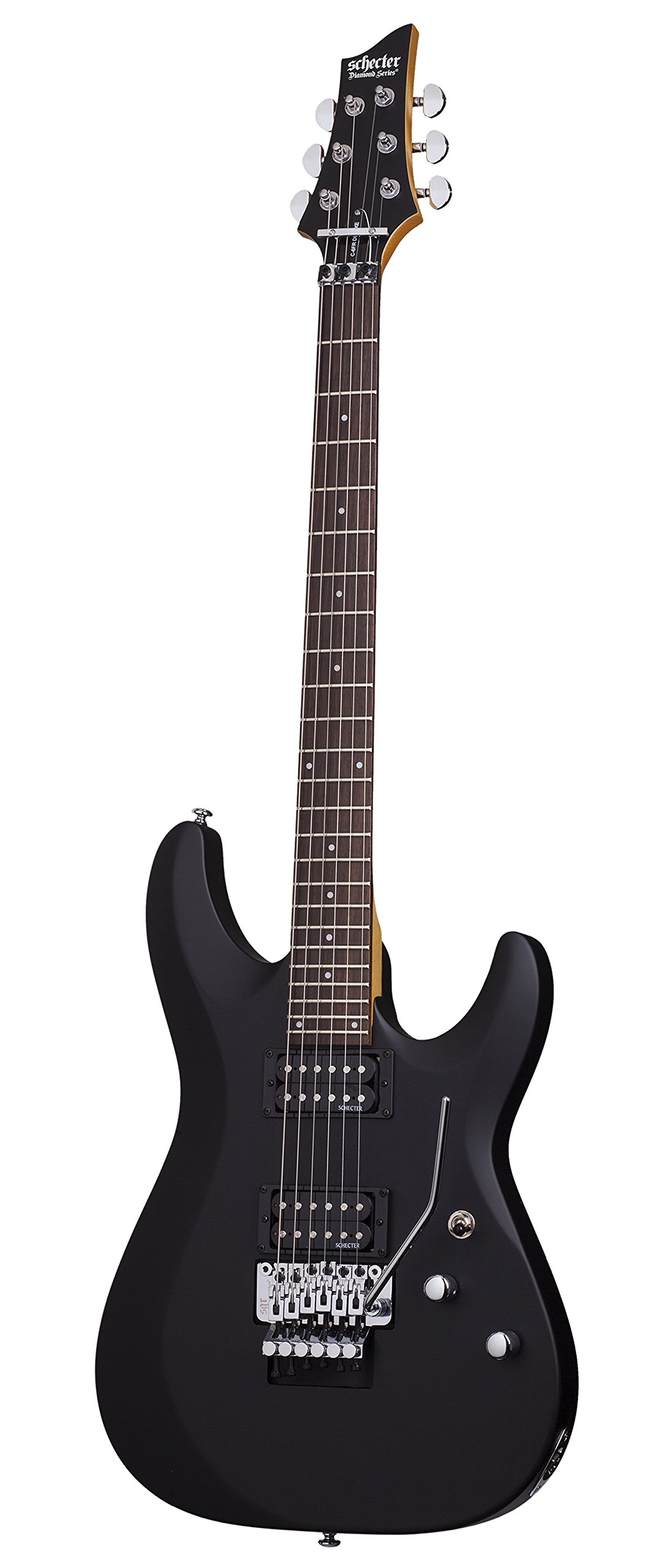 Schecter C-6 FR Deluxe Satin Black Solid-Body Electric Guitar with Floyd Rose Tremolo - Perfect for Rock, Metal & Stage Performances