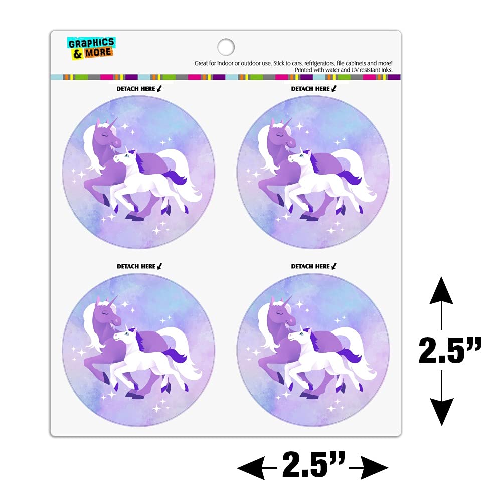 Magical Mom Unicorn & Baby Fridge Magnet Set - Vinyl Circle Refrigerator Magnets for Home, Office, Dorm Decor - Perfect for Gifts, Parties, and Kids' Room Organization
