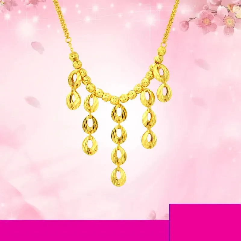 24K Pure Gold Necklace Real AU 999 Solid Gold Chain - Classic Trendy Fine Jewelry for Women, Elegant Party & Wedding Gift - Durable & Hypoallergenic 2023 Collection