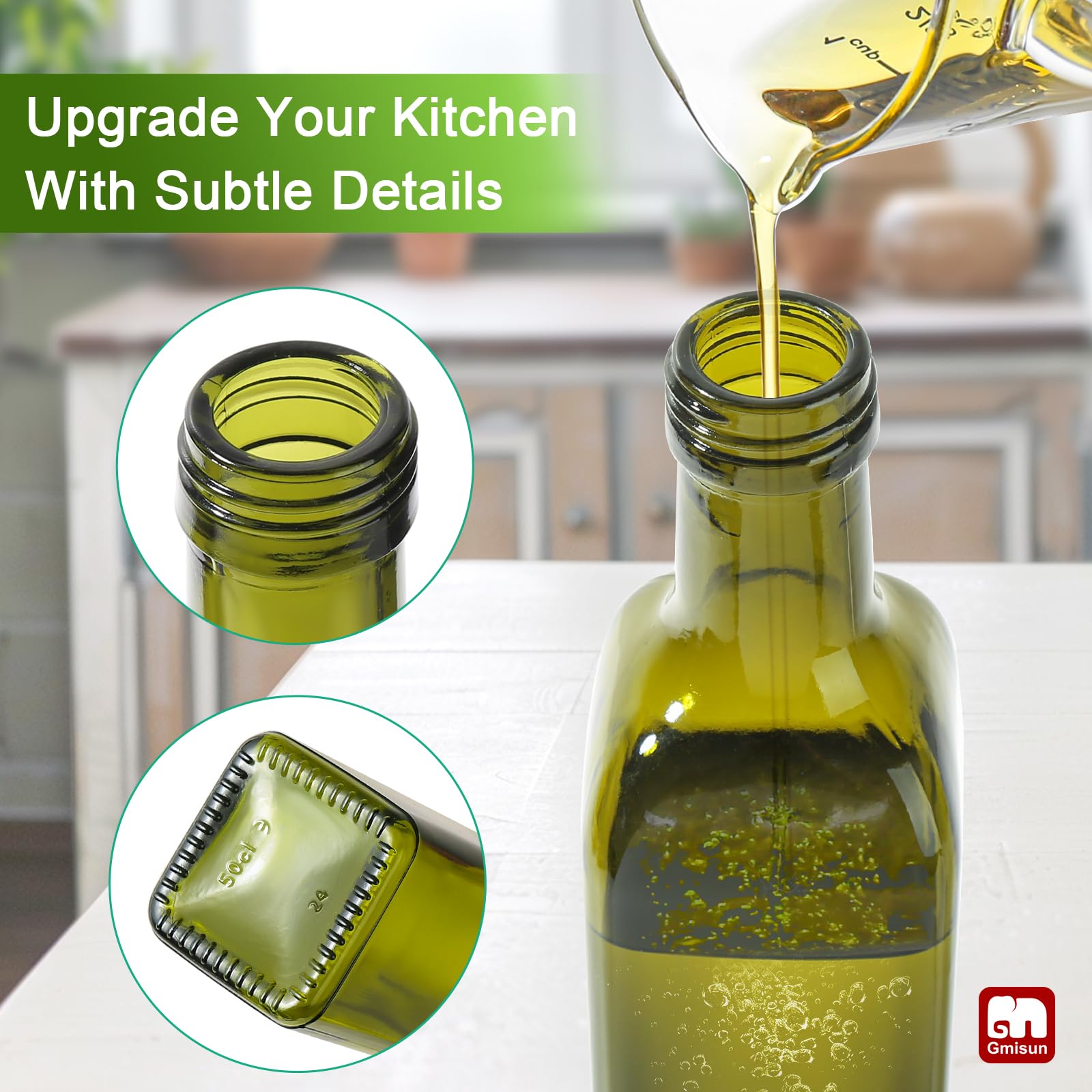 Premium 17oz Glass Olive Oil Dispenser Bottle - Kitchen Oil Pourer with Spout, 1 Pack, Green - Perfect for Cooking, Salad Dressing & Gourmet Meal Prep