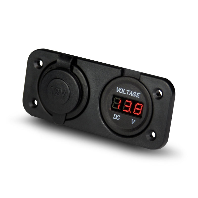 Aerpro APDCP28 12V/24V Panel Mount Dual USB Charger Socket with LED Voltmeter - Perfect for Cars, Trucks, Boats & RVs