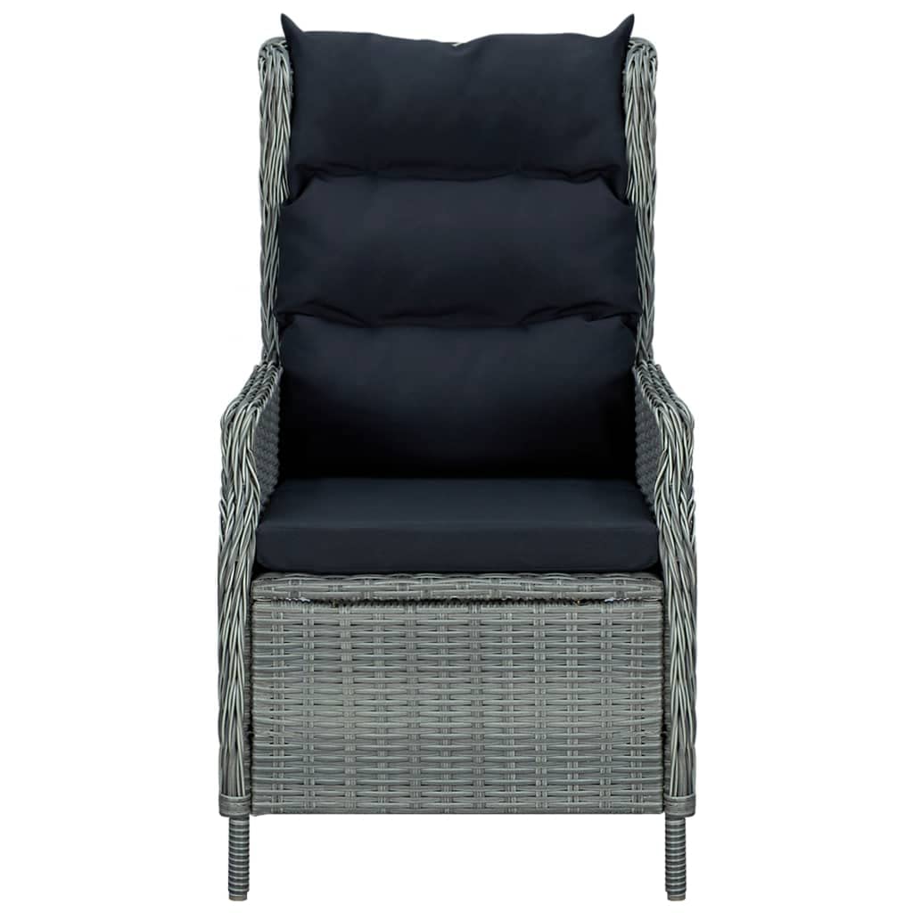 Reclining Patio Chair with Cushions - Light Gray Poly Rattan Outdoor Lounge Chair for Dining Room, Modern Kitchen, Living Room & Garden - Perfect for Indoor/Outdoor Relaxation & Entertaining