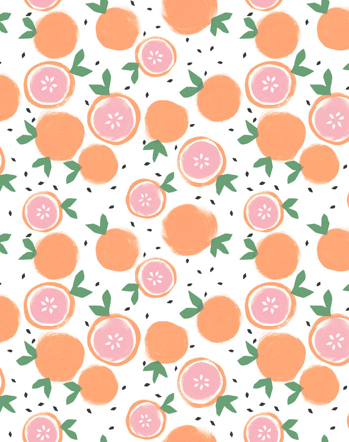 Grapefruit Wallpaper by Tea Collection - White Peel & Stick Removable Wallpaper for Kitchen, Bathroom, Nursery & Home Decor