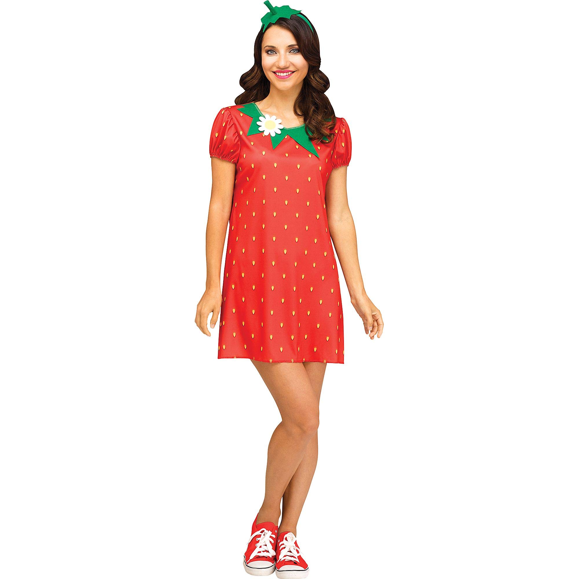 Fun World Women's Strawberry Flirty Fruit Costume - Sexy Halloween Outfit, Cosplay Dress, Party Costume for Women - Perfect for Halloween, Cosplay, Themed Parties & Fun Events